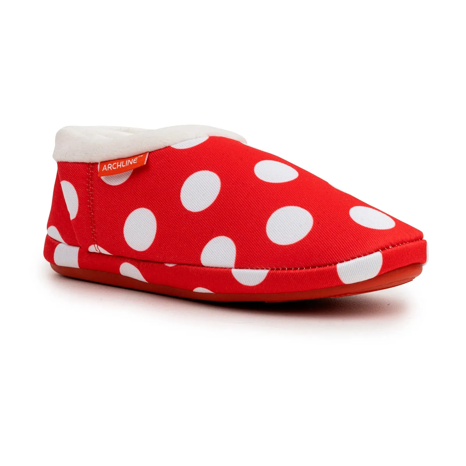 ARCHLINE Orthotic Slippers CLOSED Back Scuffs Moccasins Pain Relief - Red Polka Dots - EUR 38 (Womens US 7)