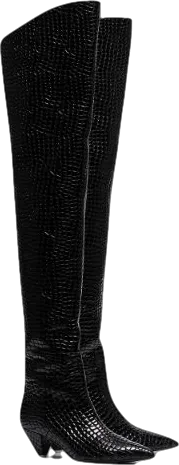 Attico Black Crocodile Print 45 Leather Over-the-knee Boots UK 6 EU 39 