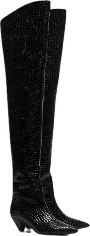Attico Black Crocodile Print 45 Leather Over-the-knee Boots UK 6 EU 39 