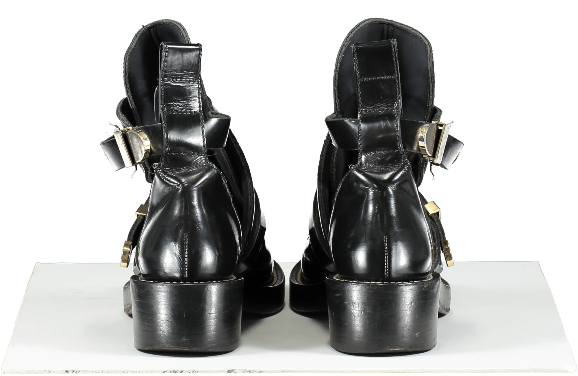Balenciaga Black Ceinture Cut-out Ankle Boots Silver/gold UK 6 EU 39 