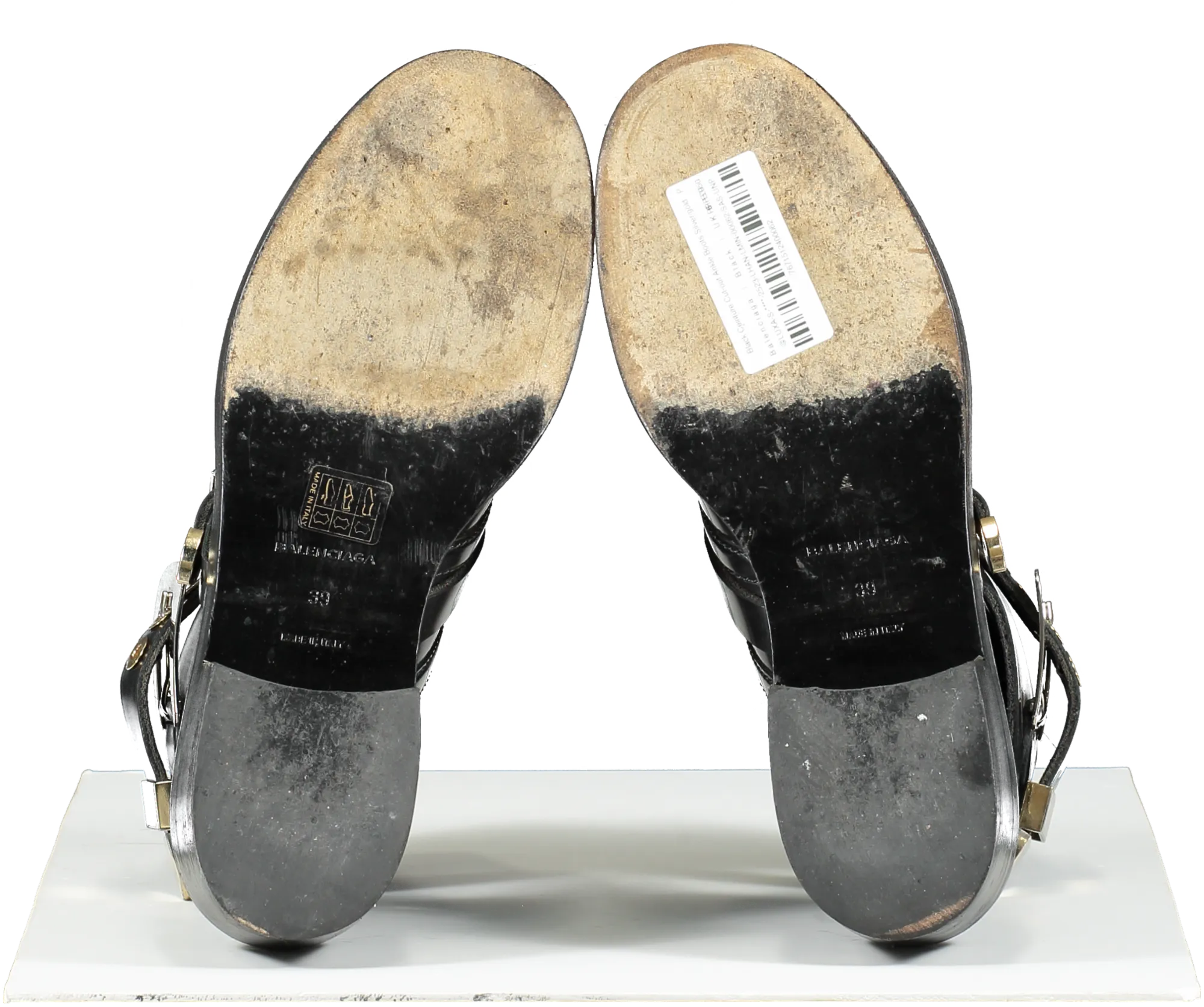 Balenciaga Black Ceinture Cut-out Ankle Boots Silver/gold UK 6 EU 39 