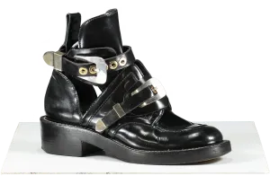 Balenciaga Black Ceinture Cut-out Ankle Boots Silver/gold UK 6 EU 39 
