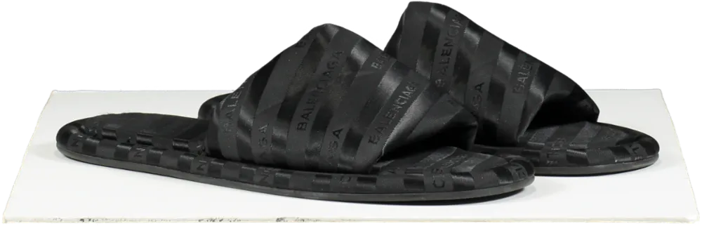 Balenciaga Black Hotel Logo Slides UK 6 EU 39 