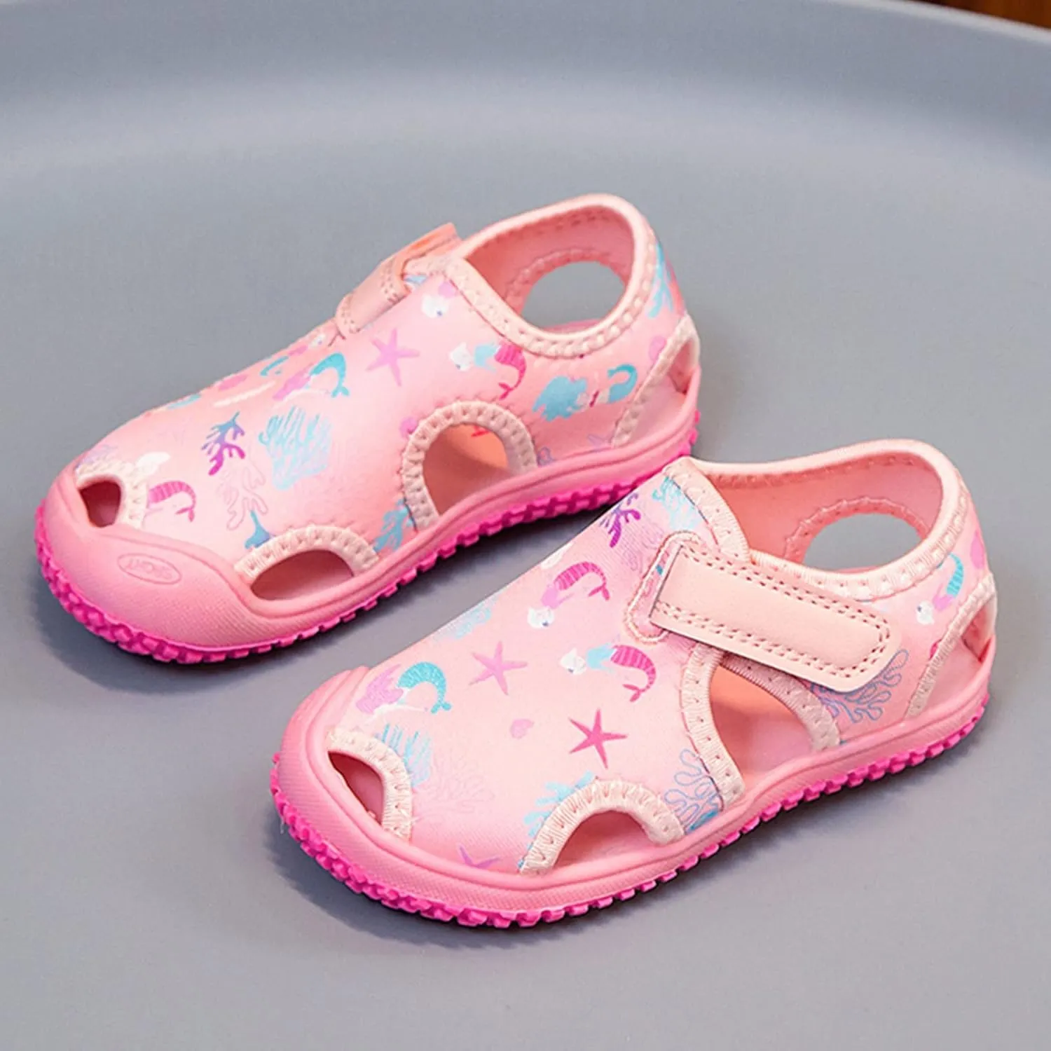 Boys Girls Cute Sandals Water Shoes Slip On Waterproo Adjustable Strap Closed Toe Slides Girls Black Dress Shoes