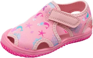 Boys Girls Cute Sandals Water Shoes Slip On Waterproo Adjustable Strap Closed Toe Slides Girls Black Dress Shoes