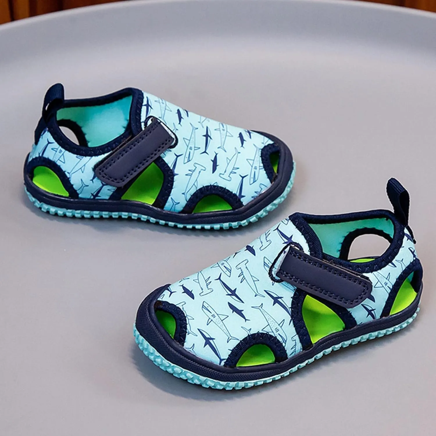 Boys Girls Cute Sandals Water Shoes Slip On Waterproo Adjustable Strap Closed Toe Slides Girls Black Dress Shoes