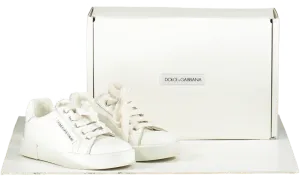 Dolce & Gabbana White Leather Portofino Logo Trainers UK 8 EU 25 