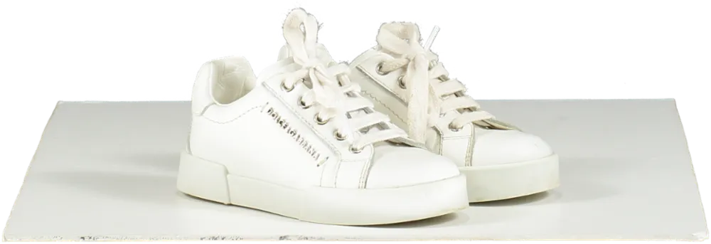 Dolce & Gabbana White Leather Portofino Logo Trainers UK 8 EU 25 