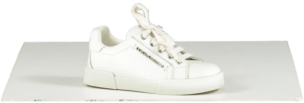 Dolce & Gabbana White Leather Portofino Logo Trainers UK 8 EU 25 