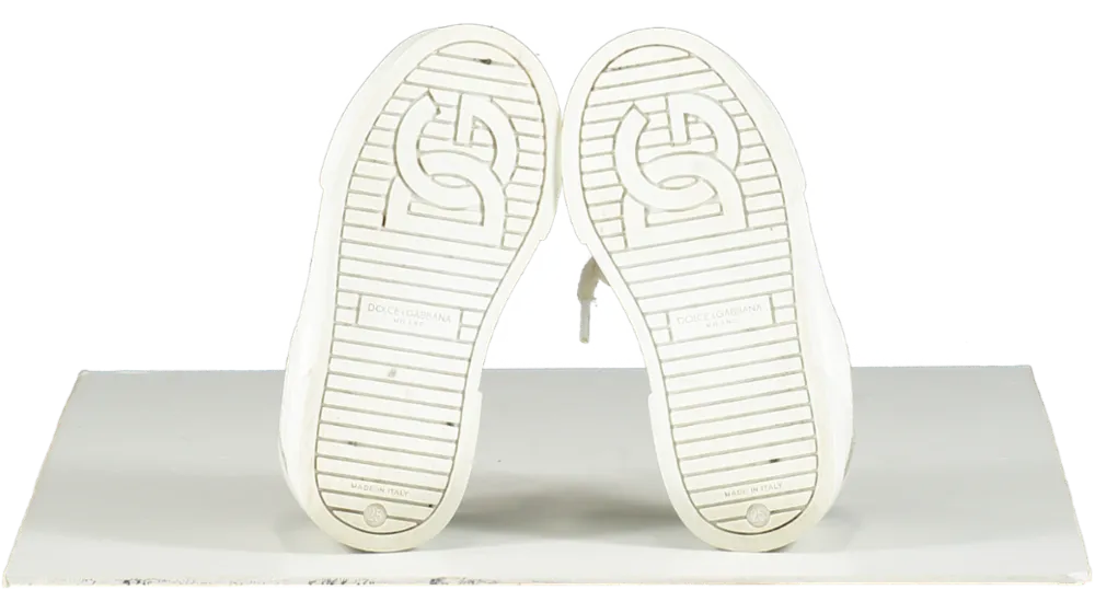 Dolce & Gabbana White Leather Portofino Logo Trainers UK 8 EU 25 