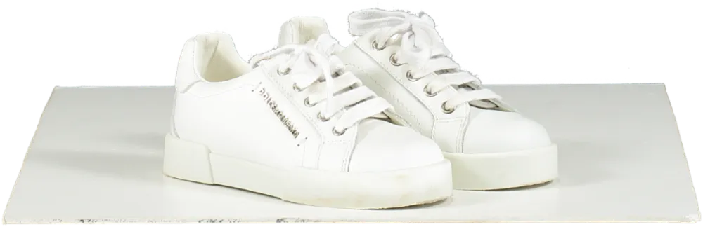 Dolce & Gabbana White Leather Portofino Logo Trainers UK 8.5 EU 26 