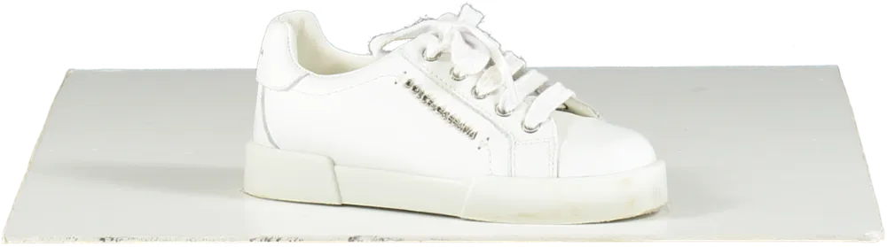 Dolce & Gabbana White Leather Portofino Logo Trainers UK 8.5 EU 26 