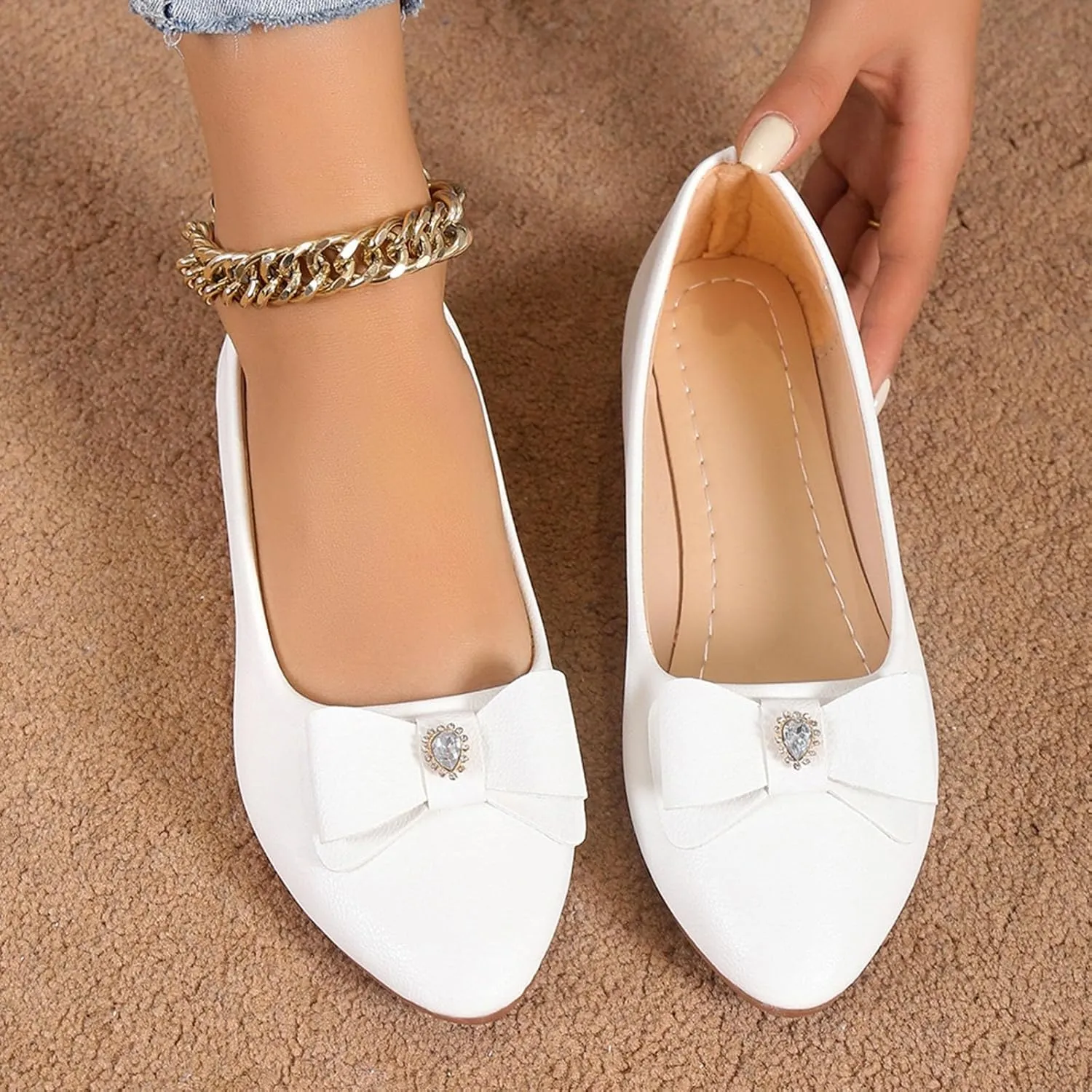 Dress Shoes for Women Bowknot Flats Pointed Toe Loafers Comfort Slip On Shoes Bowknot Business Shoes Casual Loafers
