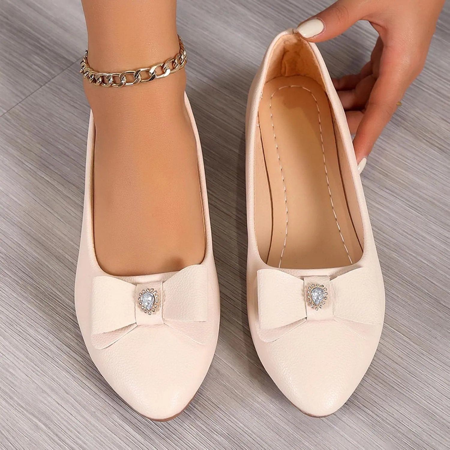 Dress Shoes for Women Bowknot Flats Pointed Toe Loafers Comfort Slip On Shoes Bowknot Business Shoes Casual Loafers