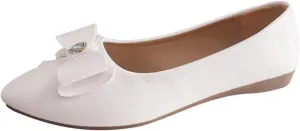 Dress Shoes for Women Bowknot Flats Pointed Toe Loafers Comfort Slip On Shoes Bowknot Business Shoes Casual Loafers