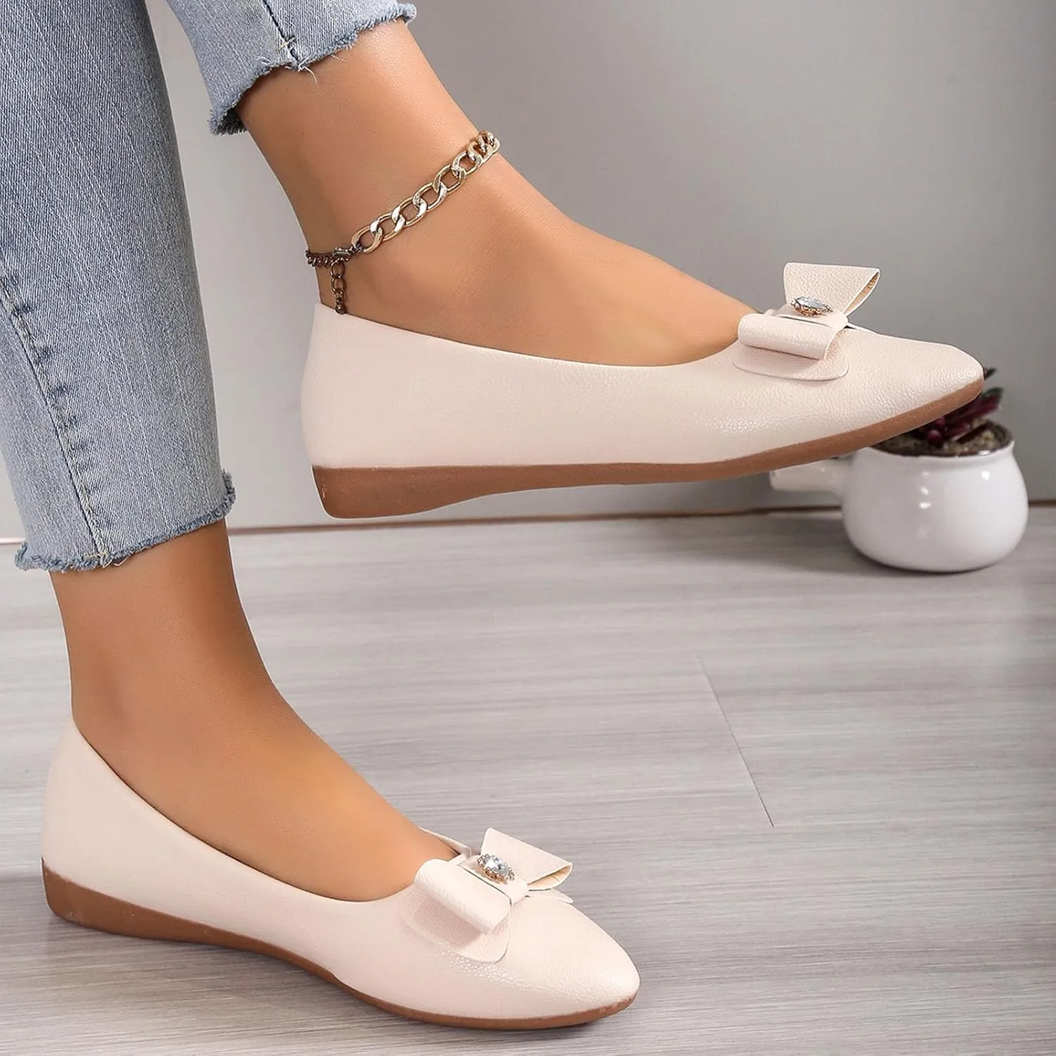 Dress Shoes for Women Bowknot Flats Pointed Toe Loafers Comfort Slip On Shoes Bowknot Business Shoes Casual Loafers