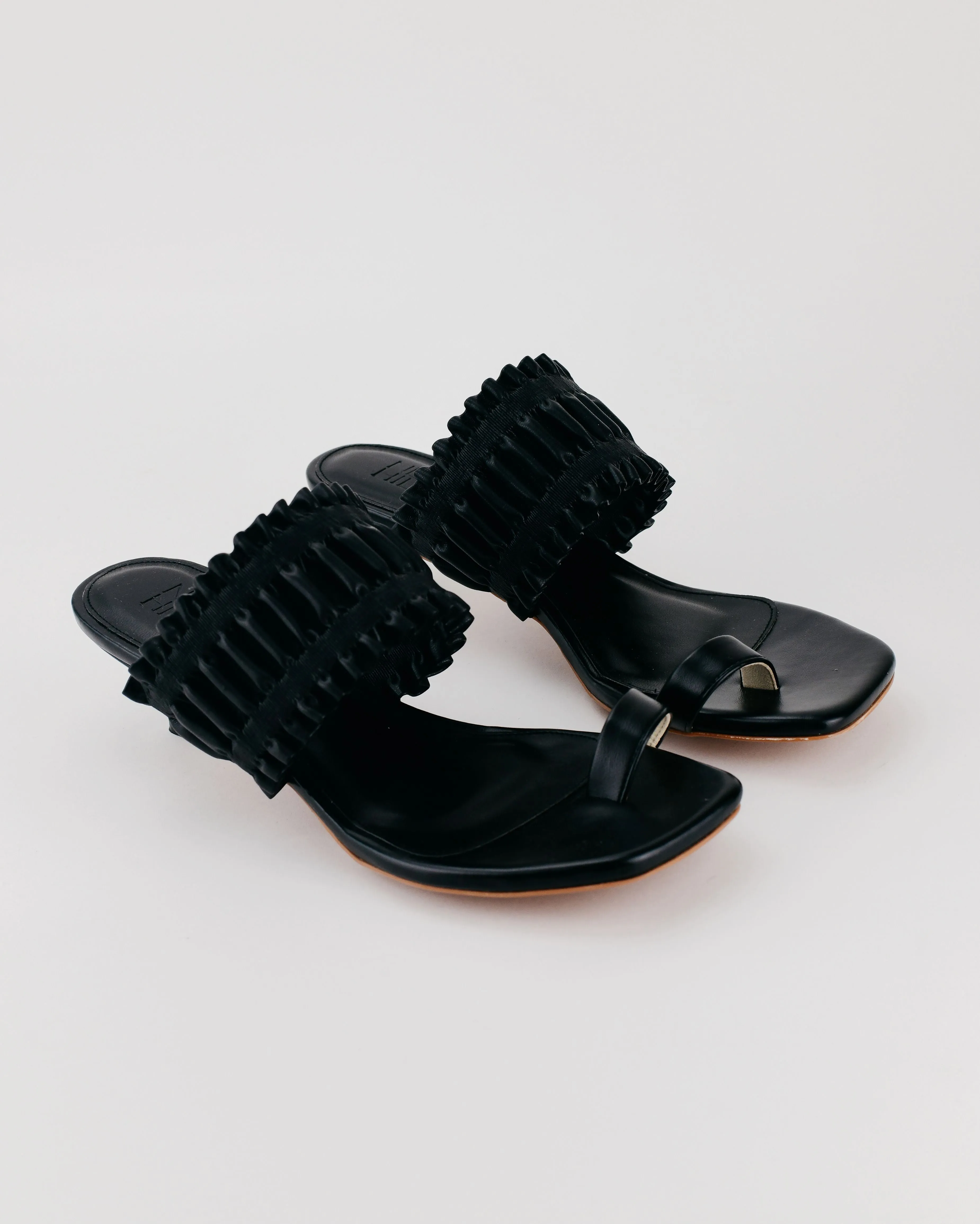 Eva Toe Loop Heel Mules (Black)