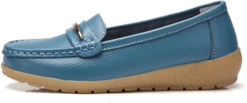 FolHaoth Loafers for Womens Comfortable Slip On Moccasins Dress Shoes Casual Leather Walking Womens Flats Loafers Fashion Boat Shoes Classic Ennis Work Nurse Flat Shoes