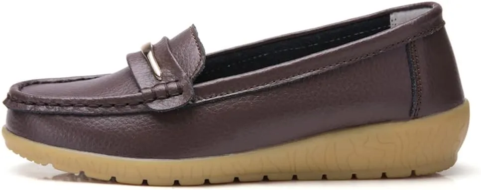 FolHaoth Loafers for Womens Comfortable Slip On Moccasins Dress Shoes Casual Leather Walking Womens Flats Loafers Fashion Boat Shoes Classic Ennis Work Nurse Flat Shoes