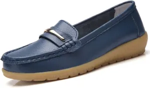 FolHaoth Loafers for Womens Comfortable Slip On Moccasins Dress Shoes Casual Leather Walking Womens Flats Loafers Fashion Boat Shoes Classic Ennis Work Nurse Flat Shoes