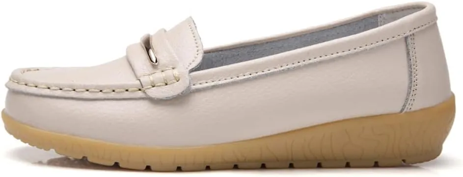 FolHaoth Loafers for Womens Comfortable Slip On Moccasins Dress Shoes Casual Leather Walking Womens Flats Loafers Fashion Boat Shoes Classic Ennis Work Nurse Flat Shoes