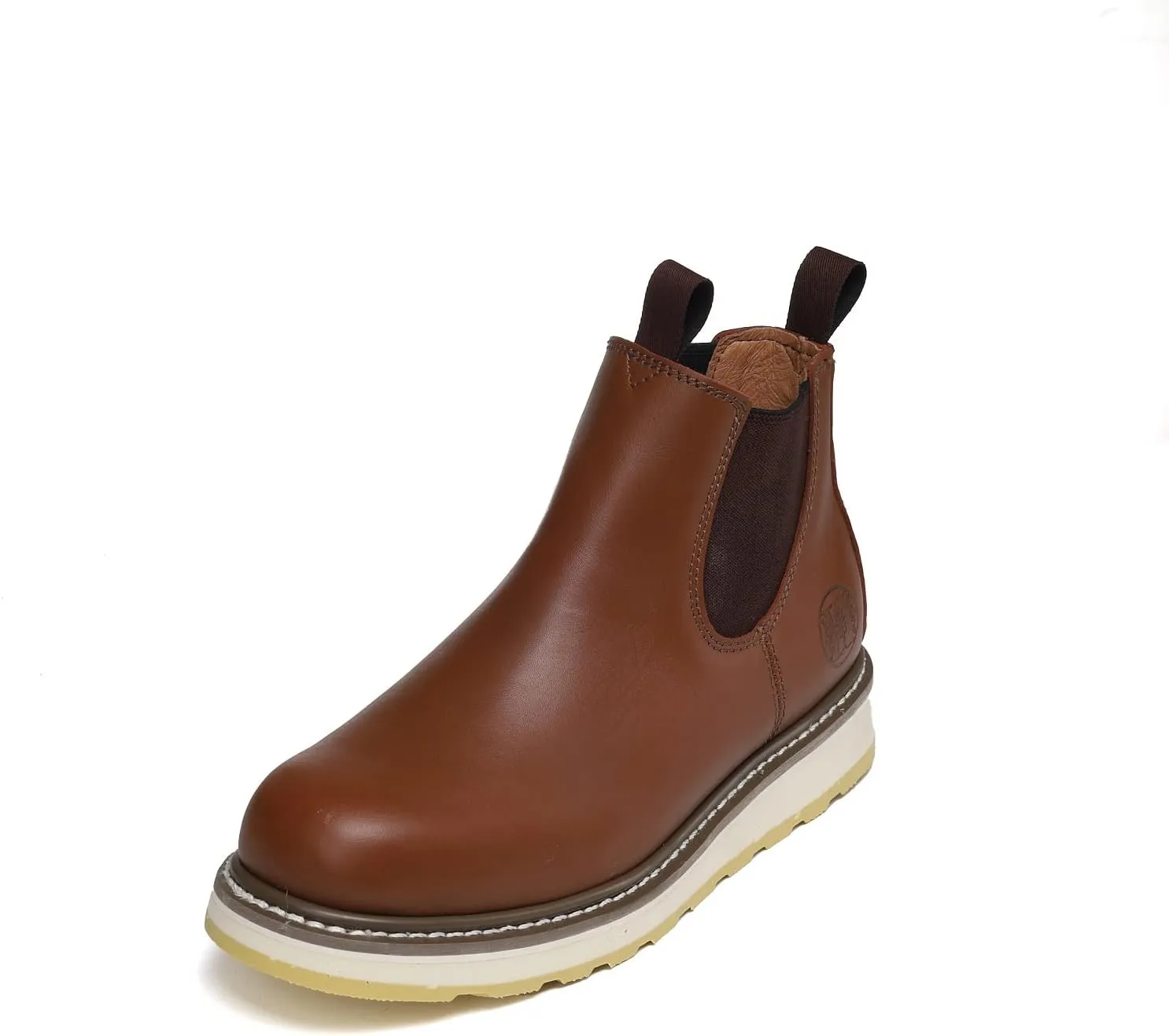 HANDPOINT Men's Chelsea Double Gore Pull-On Soft Toe Work Boots - Brown 84985