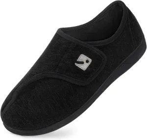 HomeTop Men's Adjustable Chenille Slippers Wide Soft Comfy Non-slip Indoor House Shoes