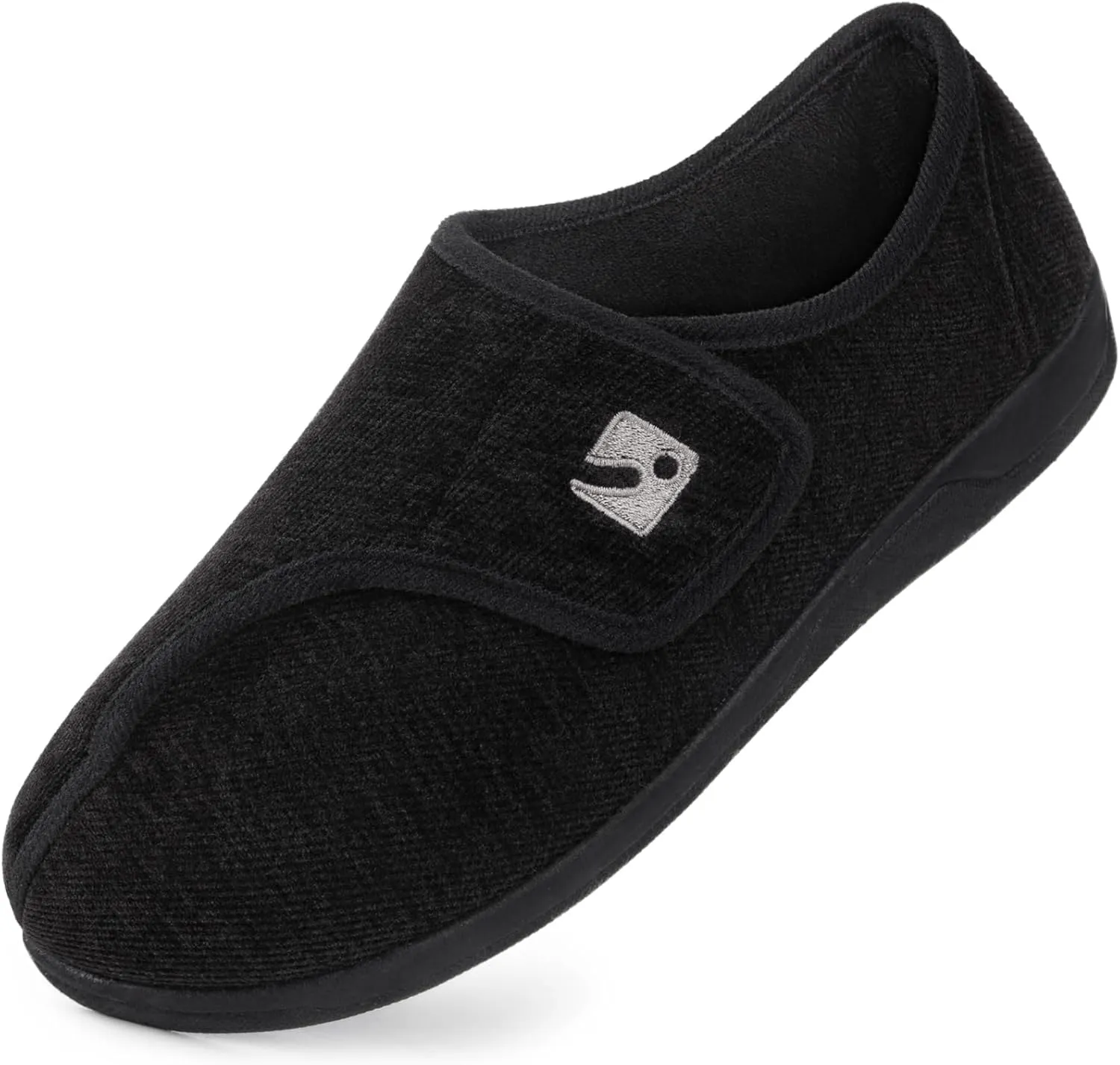 HomeTop Men's Adjustable Chenille Slippers Wide Soft Comfy Non-slip Indoor House Shoes