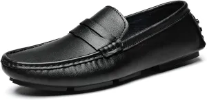 HOOENG Driving Moccasins Loafer Shoes for Men Penny Loafer Vegan Leather Stitching Details Round Toe Resistant Anti-Slip Flexible Outdoor Slip On (Color : Black, Size : 11)