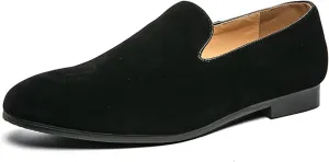 HOOENG Loafer Shoes for Men Simple Smoking Loafers Moccasins Shoes Vegan Leather Resistant Lightweight Anti-Slip Walking Slip On (Color : Black, Size : 9)