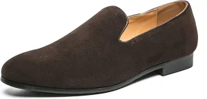 HOOENG Loafer Shoes for Men Simple Smoking Loafers Moccasins Shoes Vegan Leather Resistant Lightweight Anti-Slip Walking Slip On (Color : Brown, Size : 9)