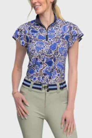 Kastel Flutter Sleeve Navy Foliage 1/4 Zip