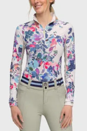 Kastel Long Sleeve Amethyst Watercolor Floral 1/4 Zip