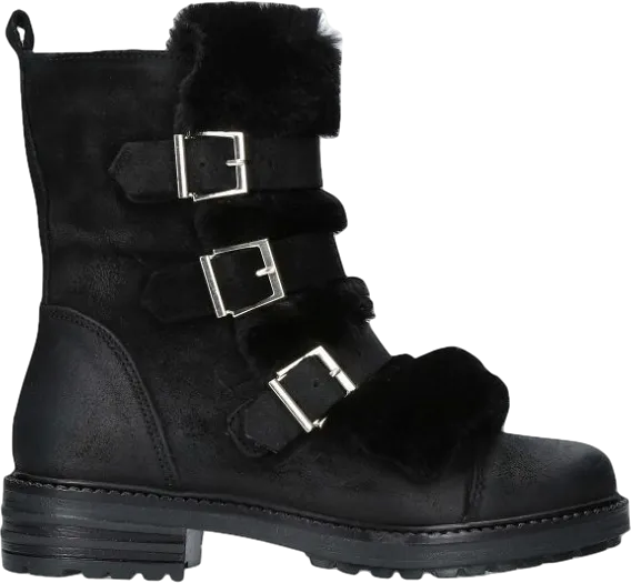 Kurt Geiger Black Fur Trim Low Heel Biker Boots BNIB UK 2 EU 35 
