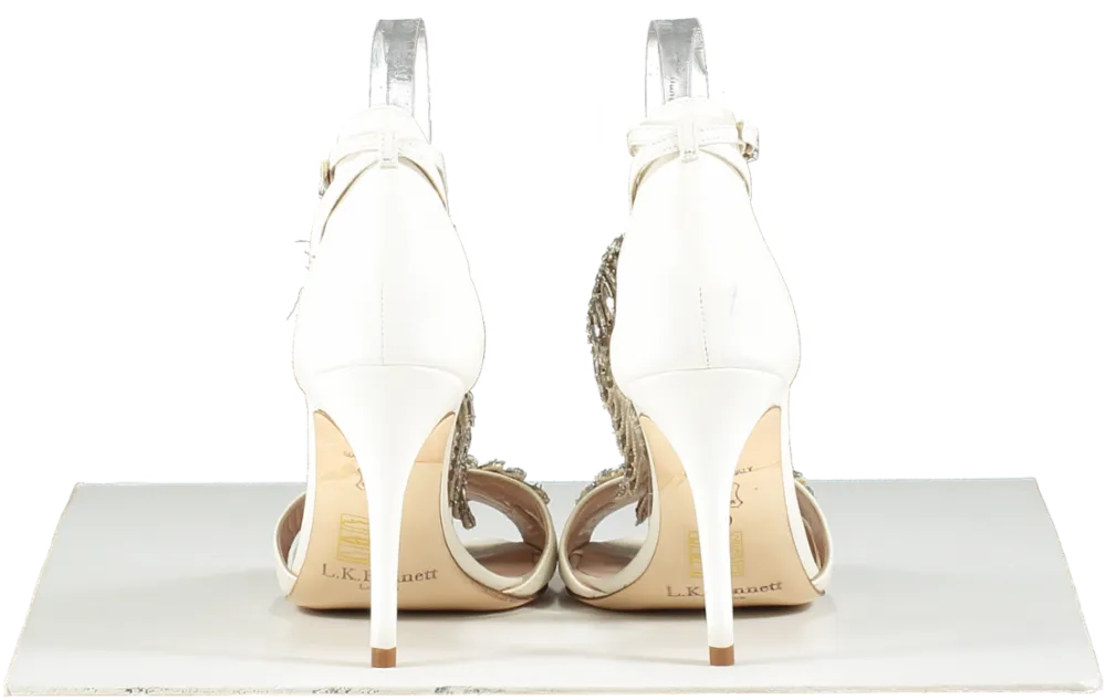 L.K.Bennett White X Jenny Packham Dahlia Ivory Crystals Sandals UK 7 EU 40 