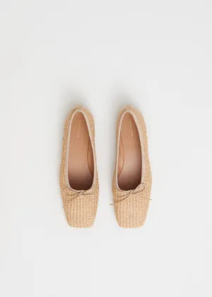 Mansur Gavriel Square Toe Ballerina Natural