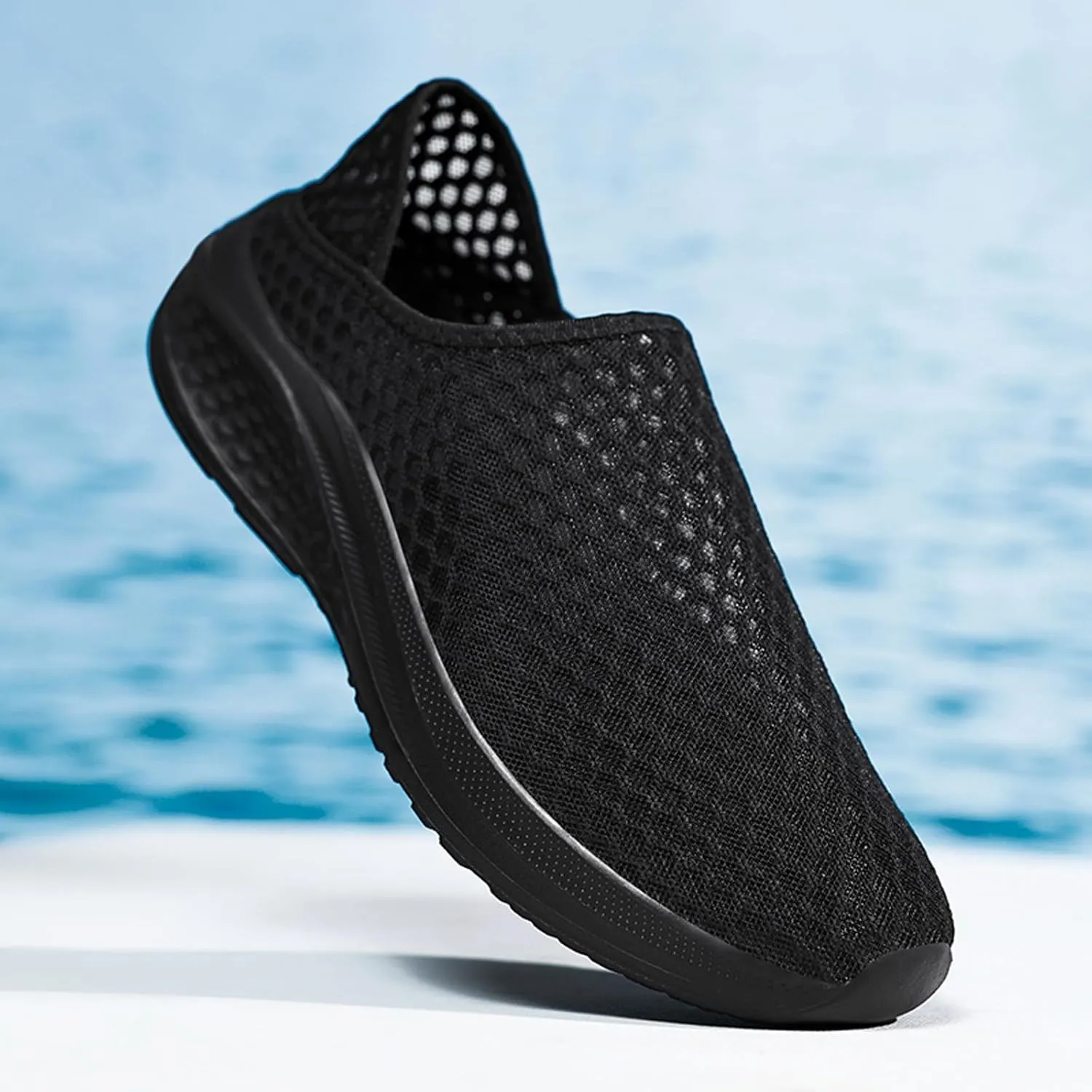 Men's Breathable Knit Sneakers Slip On Casual Shoes for Walking Running Yoga Gym Beach Comfortable Lightweight