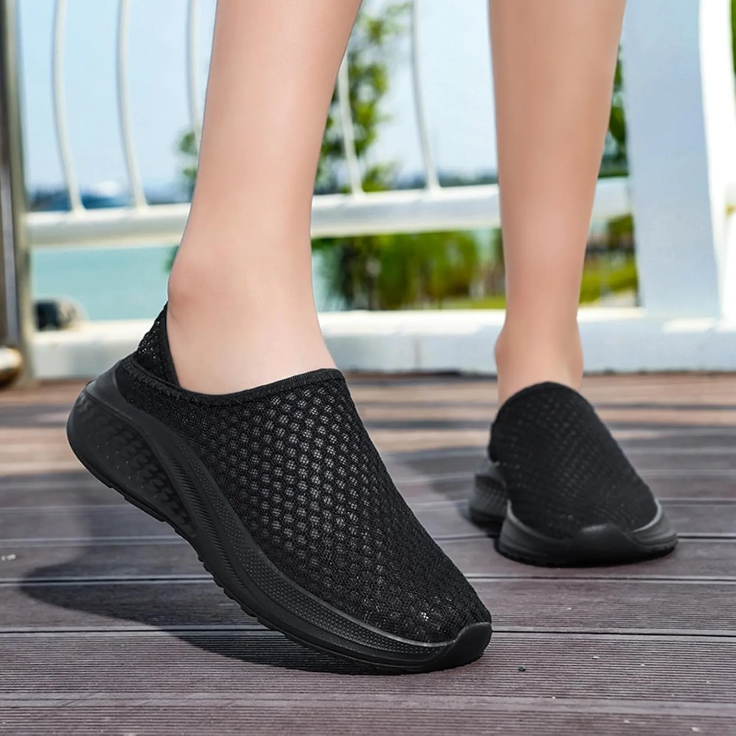 Men's Breathable Knit Sneakers Slip On Casual Shoes for Walking Running Yoga Gym Beach Comfortable Lightweight