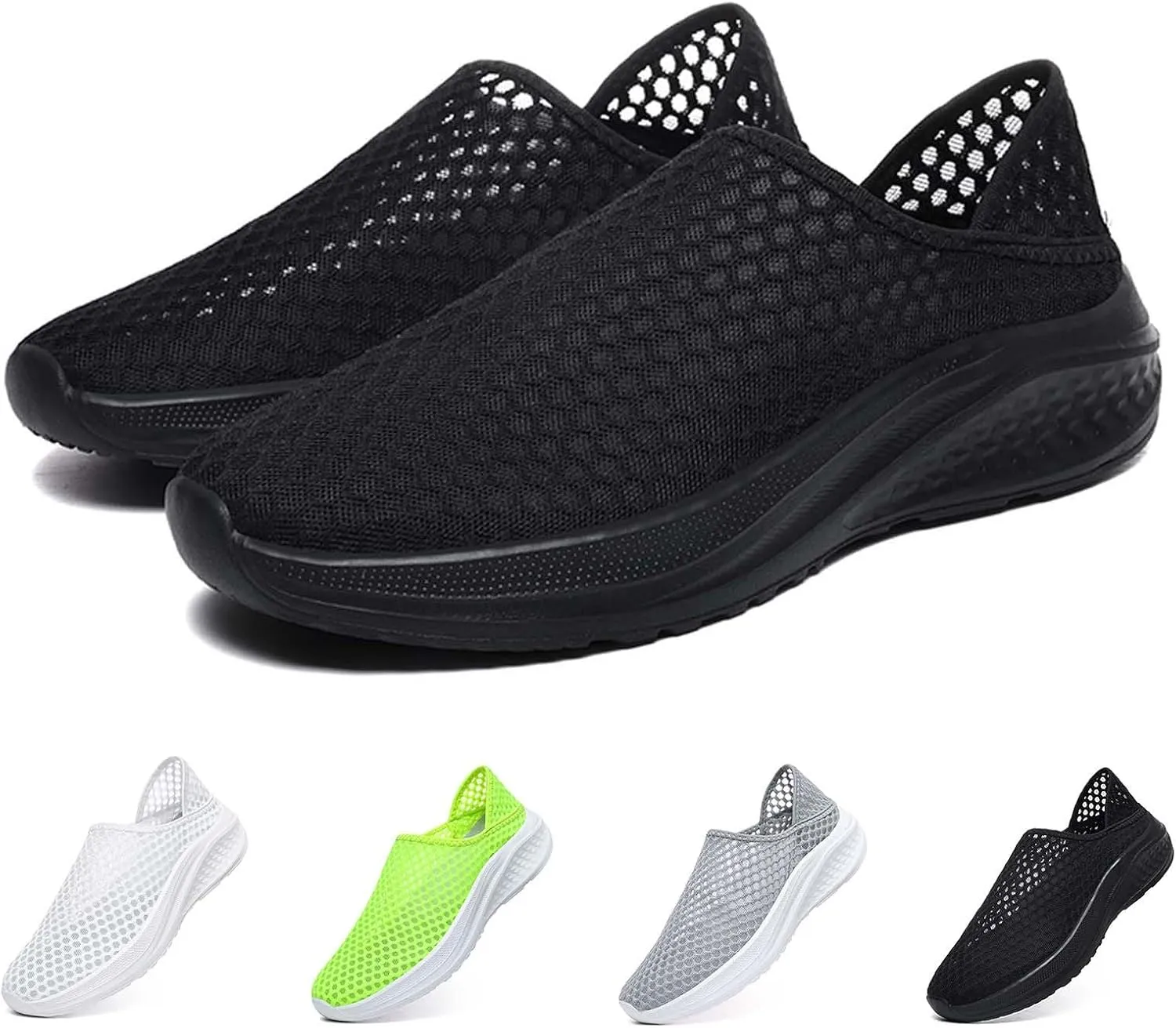 Men's Breathable Knit Sneakers Slip On Casual Shoes for Walking Running Yoga Gym Beach Comfortable Lightweight