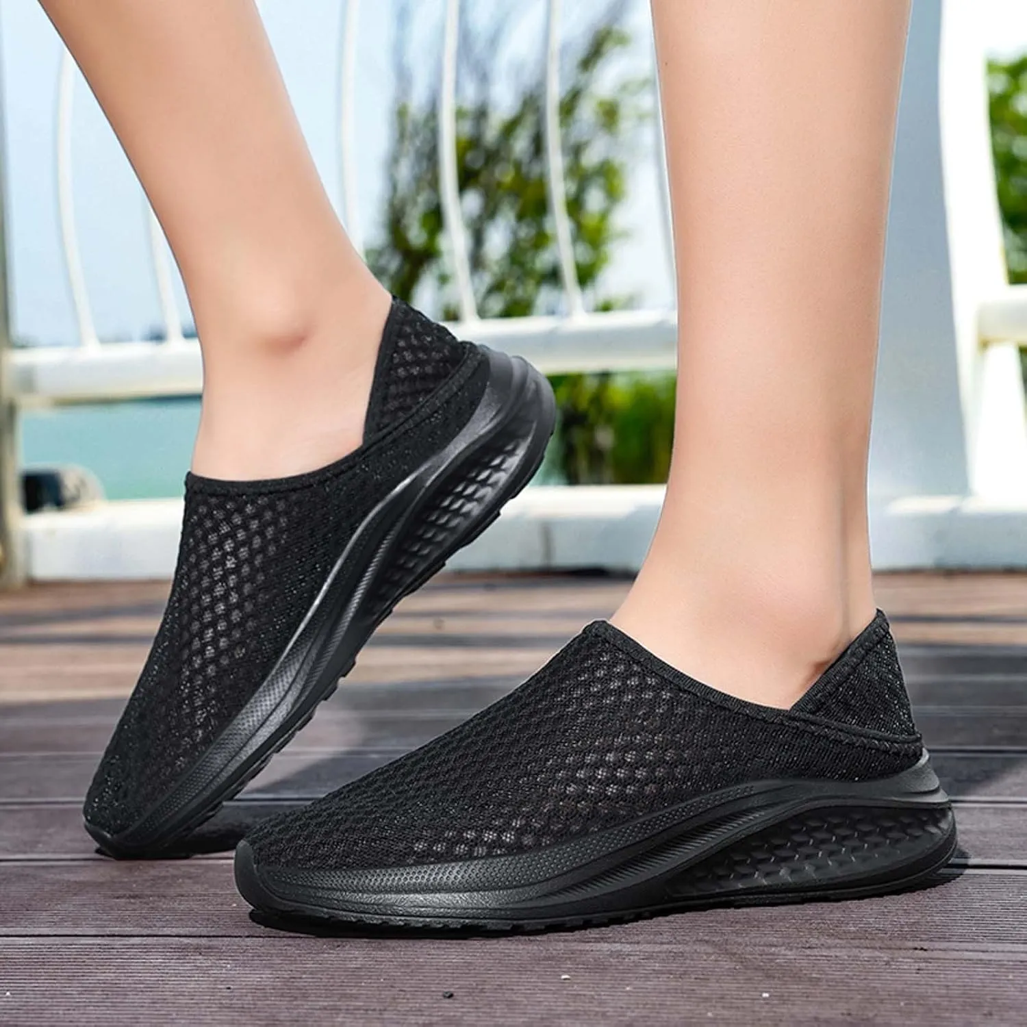 Men's Breathable Knit Sneakers Slip On Casual Shoes for Walking Running Yoga Gym Beach Comfortable Lightweight