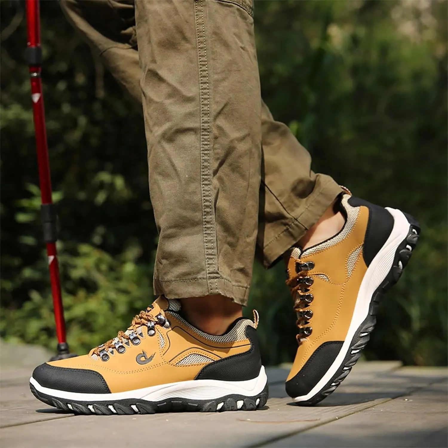 Men's Wide Hiking Shoes Lightweight Walking Shoes Waterproof Work Shoes for Outdoor Trailing Trekking Camping
