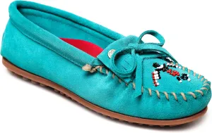 Minnetonka Womens Thunderbird Animikii Hardsole  Moccasins for Women with a Classic Leather Moccasin Silhouette, Cushioned Footbed, and Beaded Moccasin Design