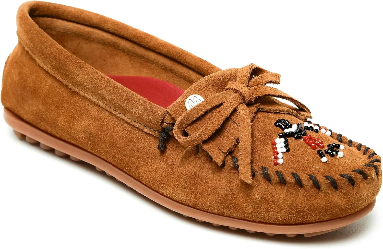Minnetonka Womens Thunderbird Animikii Hardsole  Moccasins for Women with a Classic Leather Moccasin Silhouette, Cushioned Footbed, and Beaded Moccasin Design