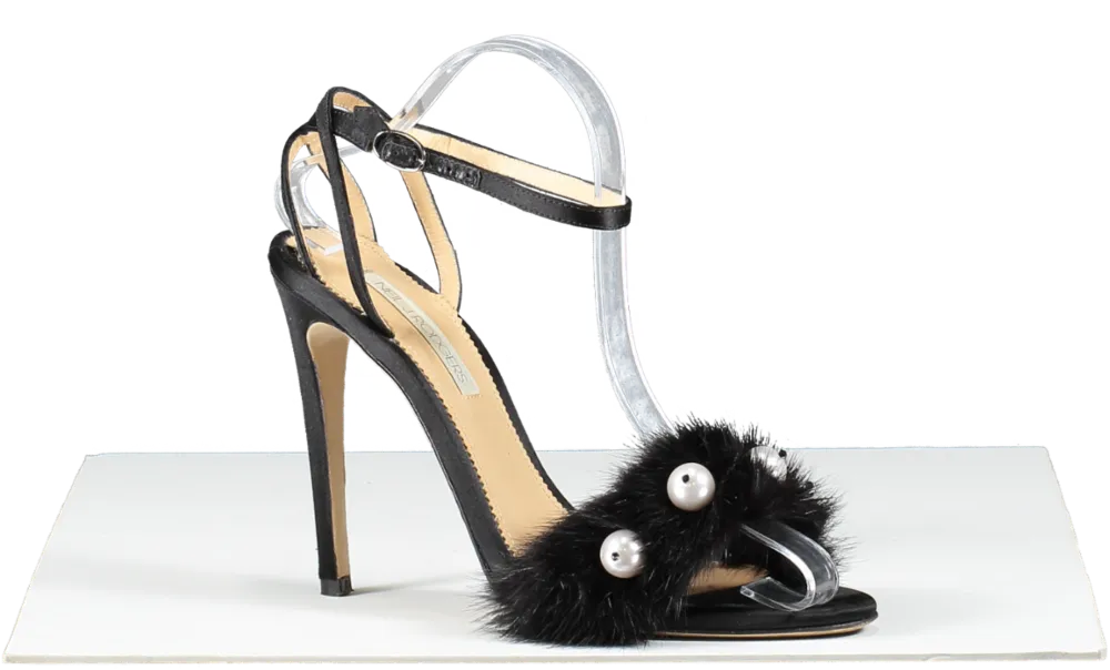 Neil J Rodgers Black Mink Fur And Pearl Detail Heels UK 5 EU 38 