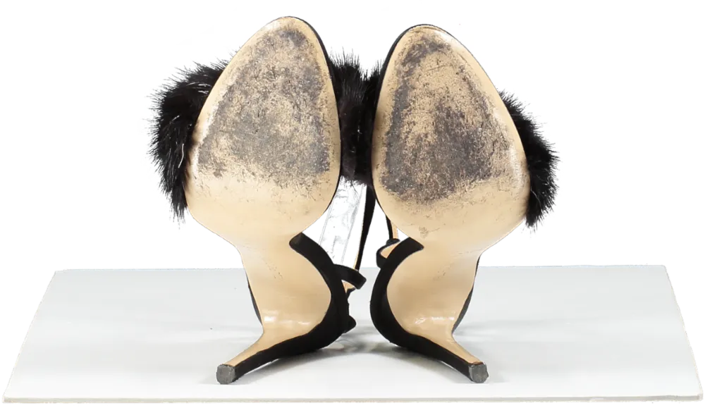 Neil J Rodgers Black Mink Fur And Pearl Detail Heels UK 5 EU 38 