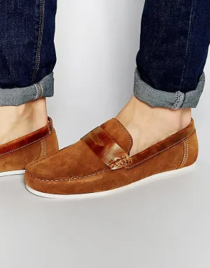 Red Tape Penny Loafers In Tan Suede