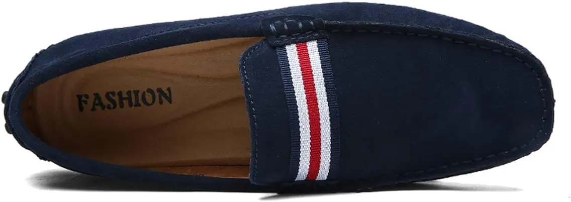 Santimon Mens Penny Loafers Suede Leather Casual Slip On Driving Wedding Prom Shoes Moccasins