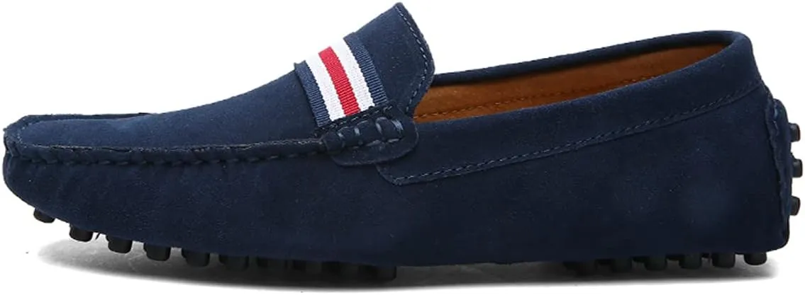 Santimon Mens Penny Loafers Suede Leather Casual Slip On Driving Wedding Prom Shoes Moccasins