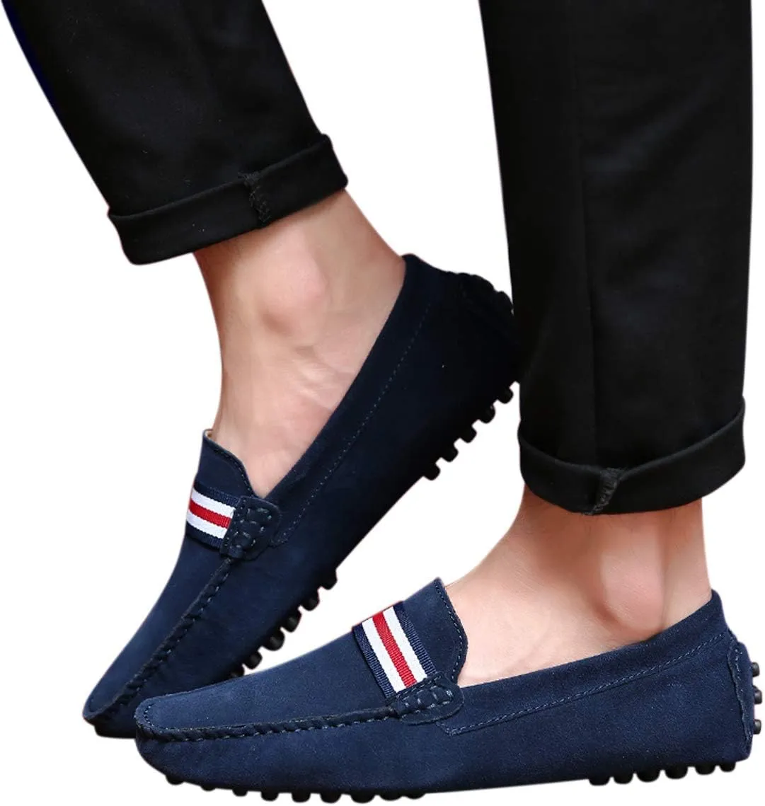 Santimon Mens Penny Loafers Suede Leather Casual Slip On Driving Wedding Prom Shoes Moccasins