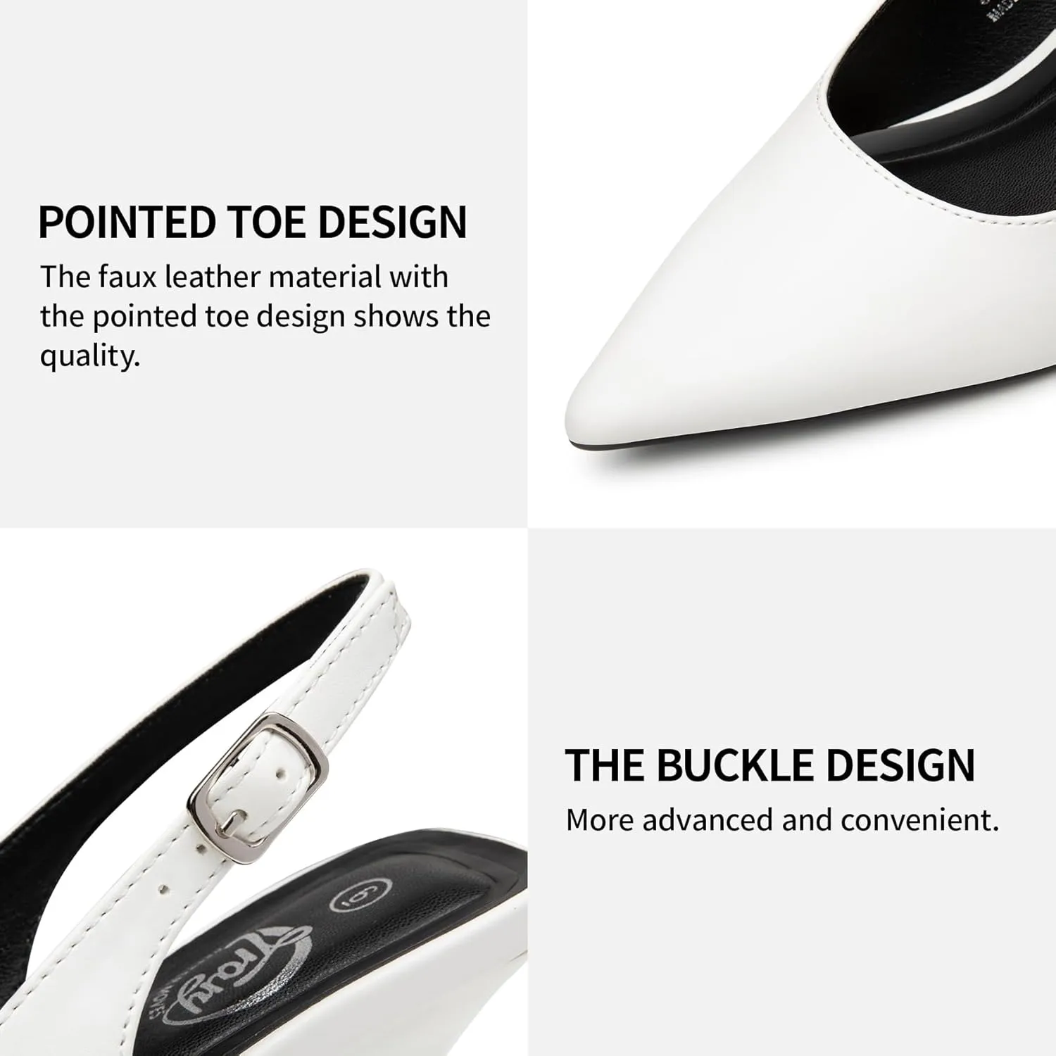 Trary Slingback Heels for Women - Pointed Toe Pumps, Comfortable & Stylish for Parties & Work - 3.2inch High Heels, Rhinestone & Glitter Dressy Shoes